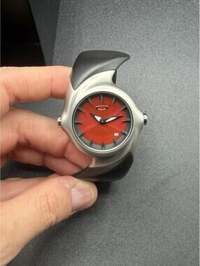 Oakley Crush 2.0 Stainless Steel/Red Chrome Watch New